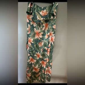 Floral Tropical Ruffle Bandeau Dress